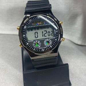 Unisex Chronograph Watch Black, Alarm, Chime, Lap Time, Stop Watch, New Battery